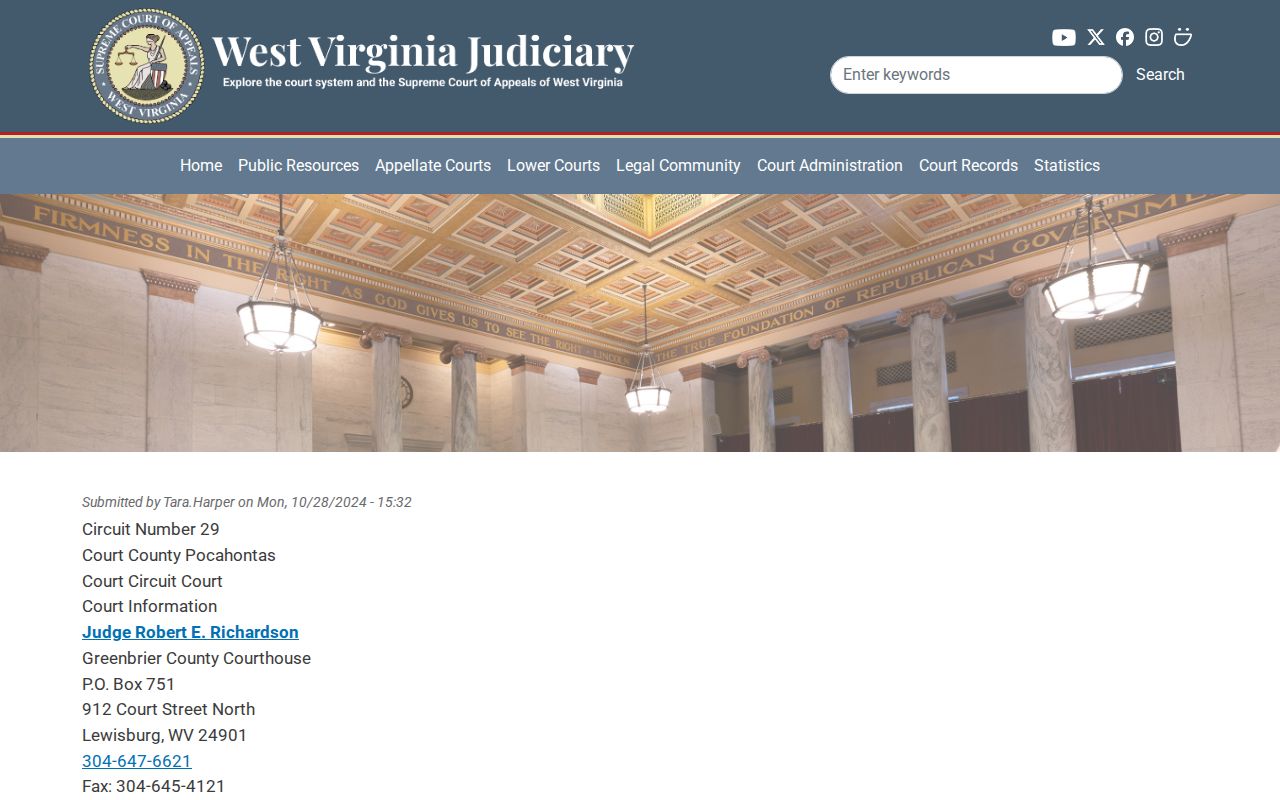 Pocahontas County Circuit Court felony release records contact