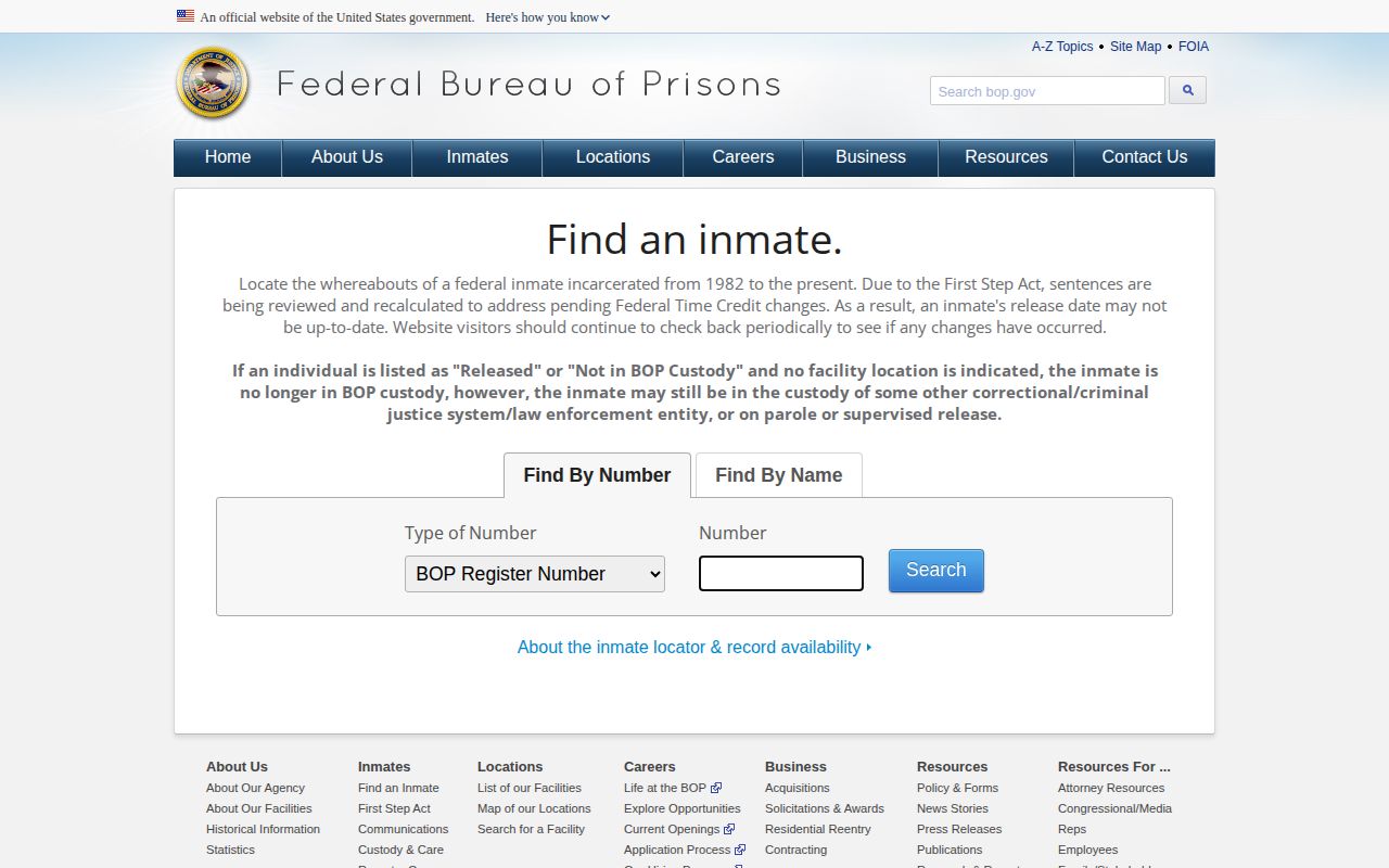 Federal BOP release locator for Pocahontas County records